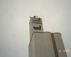 Photo from 1999 of Farmers Coop Exchange Silo in Pella